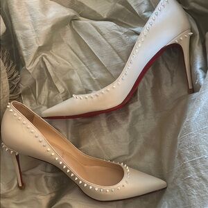 Elegant White Studded Heels